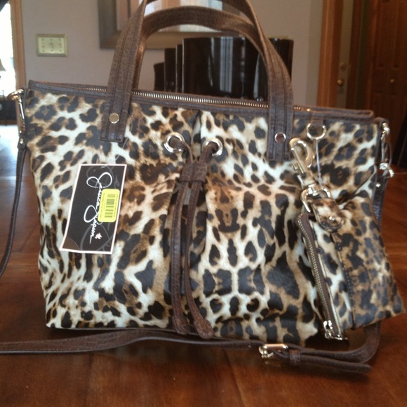 Leopard print bag with coin purse