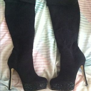 Gorgeous spiked thigh high stiletto boots!!