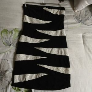 Black with white sequin strips dress