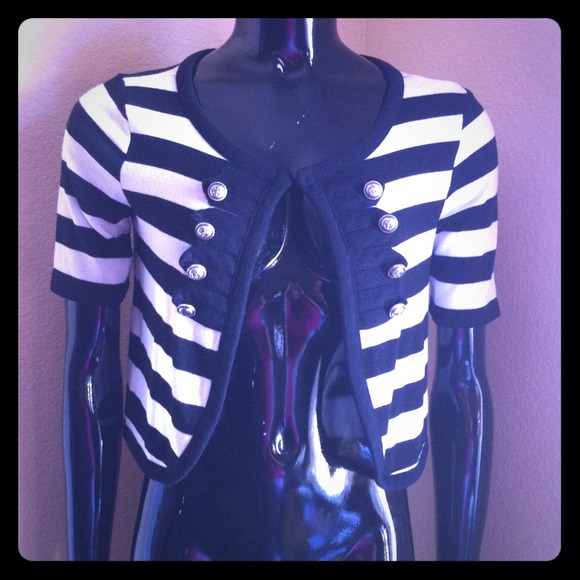 SOLDBlack/White Stripe Cardi Size M