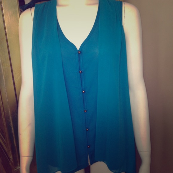 Blue draped top