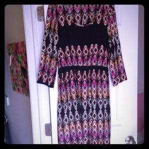 Navy and multi-color dress