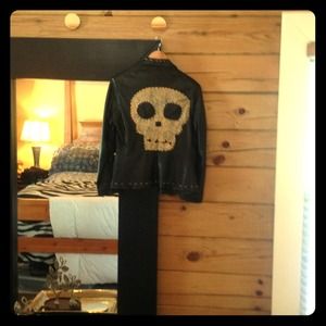 Vintage skull & whip stitch leather jacket
