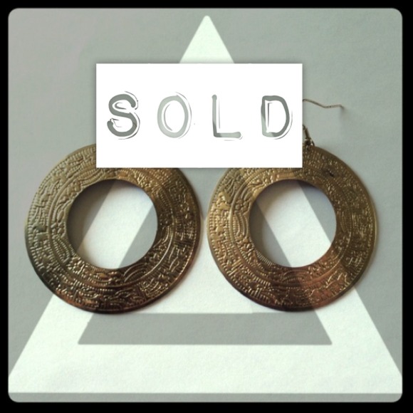 UNAVAILABLE Gold Aztec hoop earrings