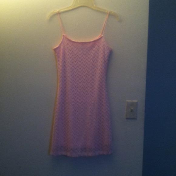 Pink spaghetti strap dress.