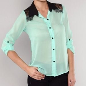 SOLD OUT - Mint Chiffon Top