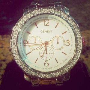 Silver and Rose Gold Geneva Watch