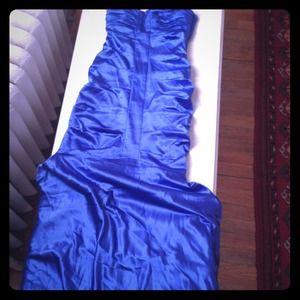 Electric blue mermaid evening gown.