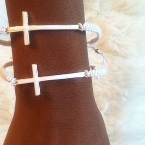 White adjustable faith bracelet.