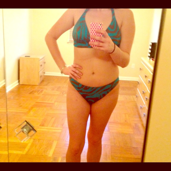 Victoria's Secret blue/brown zebra bathing suit - Picture 1 of 2