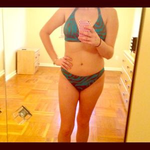 Victoria's Secret blue/brown zebra bathing suit