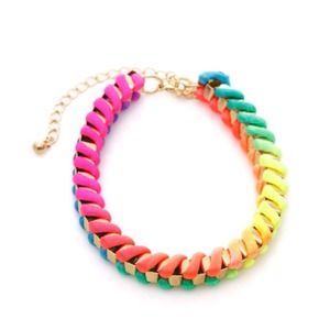 Neon rainbow braided bracelet