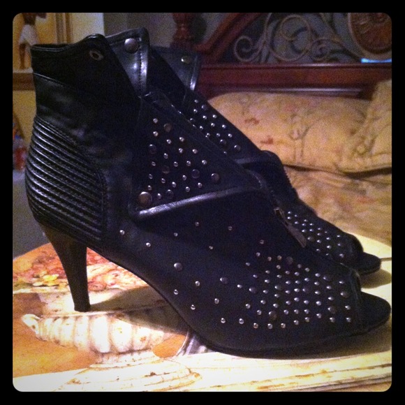 Black studded ankle boots