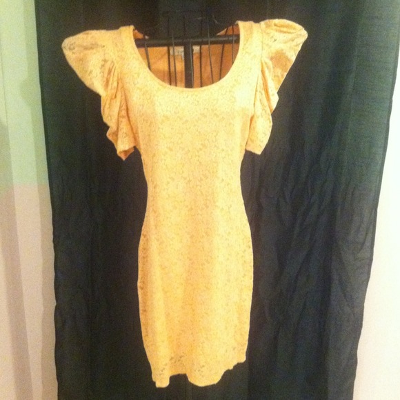 Peach lace fitted dress