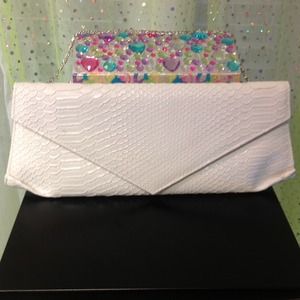 White leather Clutche