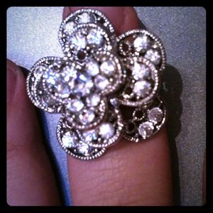 Layered silver flower ring