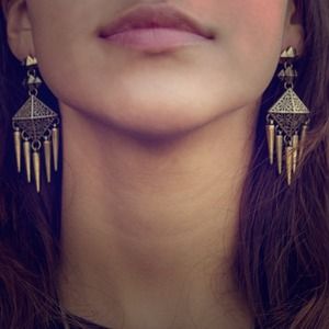 Bronze Spike Fringed Earrings