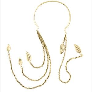 Drop Leaves with Chain Cuff Necklace