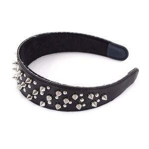 Thick Black Headband with Silver Studs