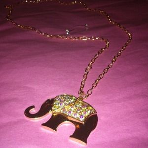 crystallized elephant necklace and crystal studs