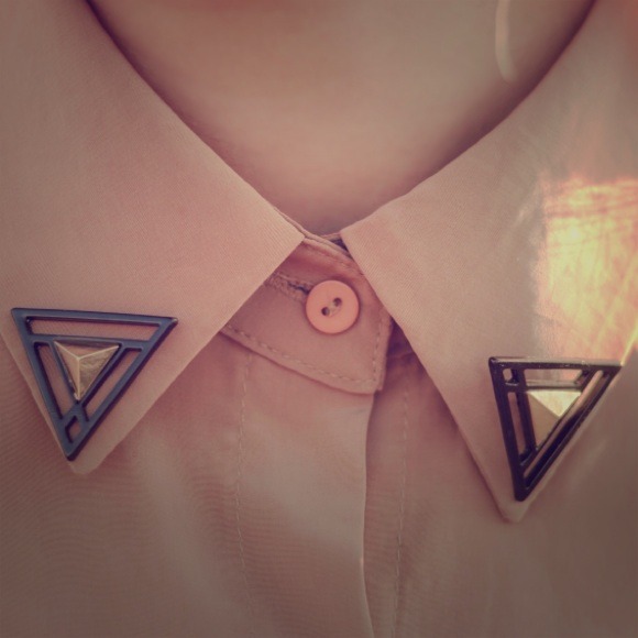 Black Triangle and Gold Stud Pin