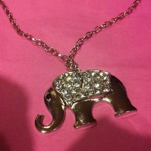 Crystal elephant necklace w/ studs