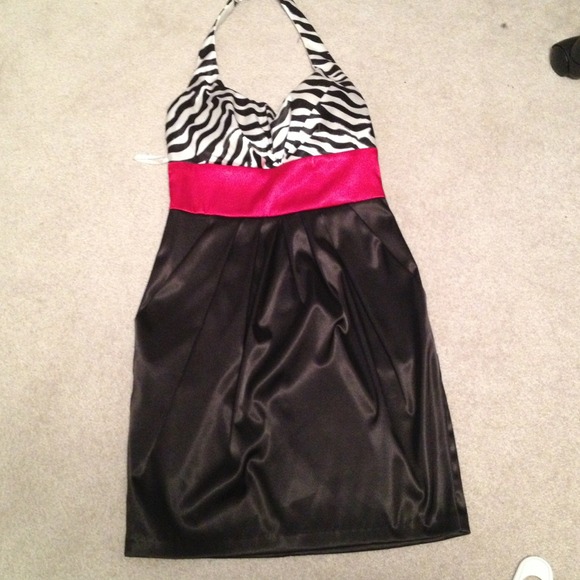 Satin zebra halter dress