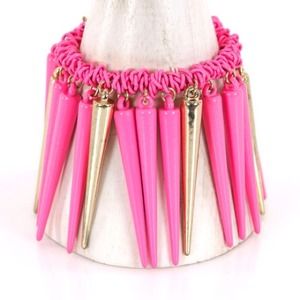 Hot Pink and Gold Spear Stretch Bracelet