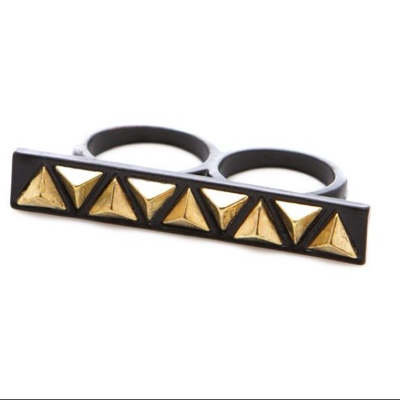 Studded two finger ring