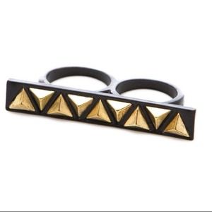 Studded two finger ring