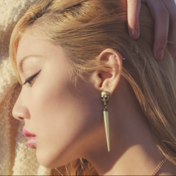 Bronze Skull and Spear Earrings