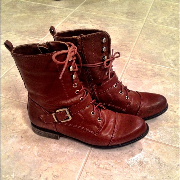 Brown combat boots