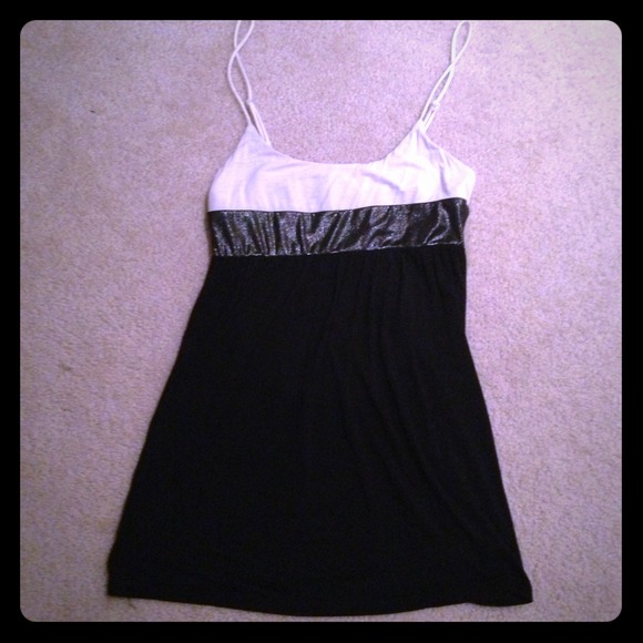 Black, White and metallic grey tank