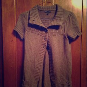 Knee length light brown cardigan