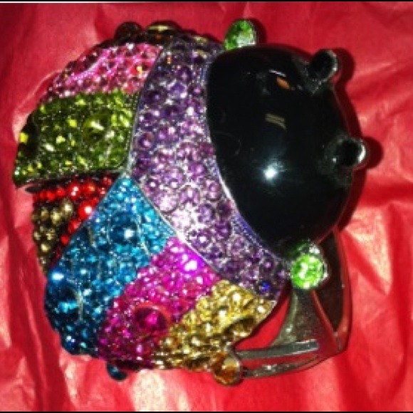 Oversized multi toned crystal ladybug bangle - Picture 2 of 2