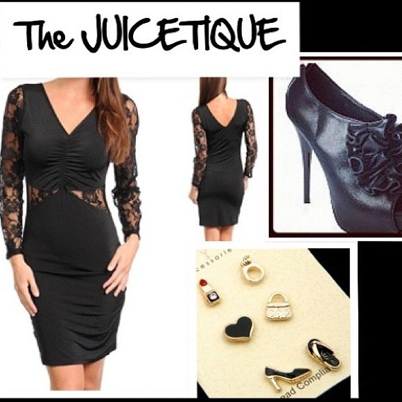 Form fitting dress with lace exposed arms - Picture 1 of 1