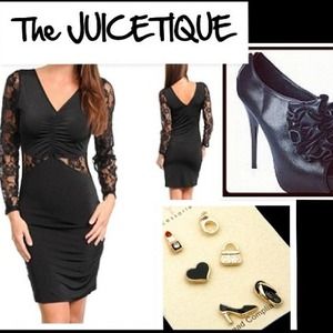 Form fitting dress with lace exposed arms