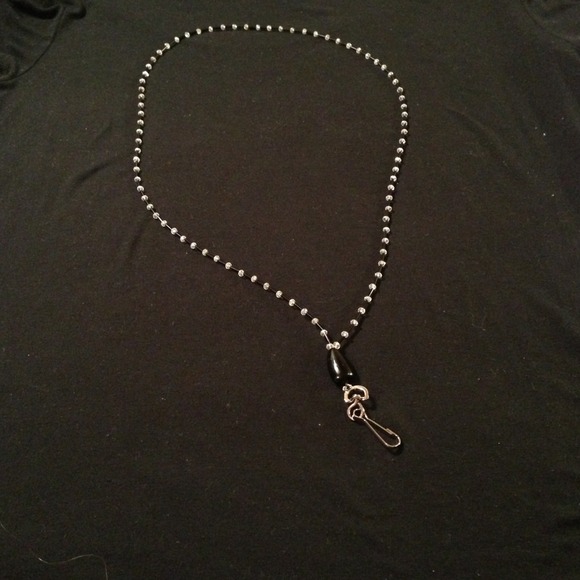 Beaded Black and Christel glass ID lanyard.