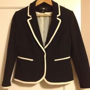 H&M blazer in black with a cream trim.