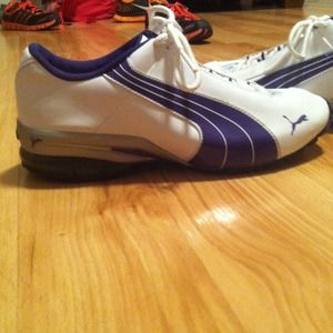 purple and white puma shoes! GREAT condition!