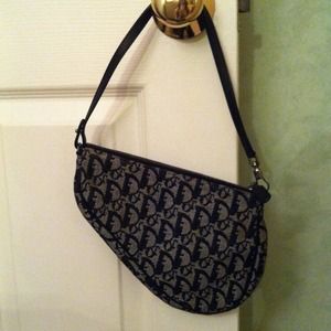 Christian Dior Black and White Saddle Bag