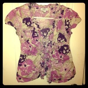 Ann Taylor Loft ruffle button up