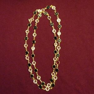 Monet clear and black crystals gold chain