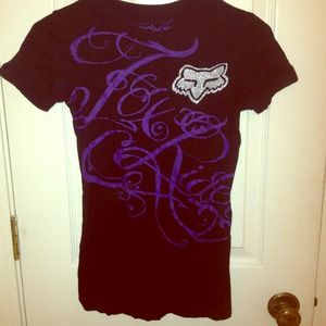 Black Fox shirt with plum and glitter details