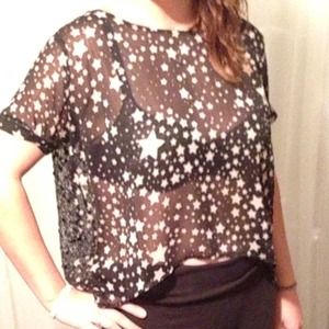 Sheer sequins black top. Never worn.