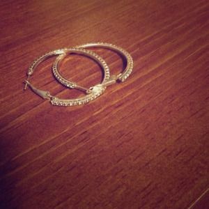 Cubic zirconia clear hoop earrings