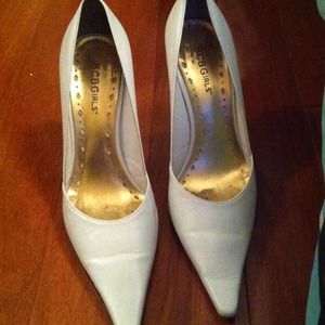 BCBG authentic white heels