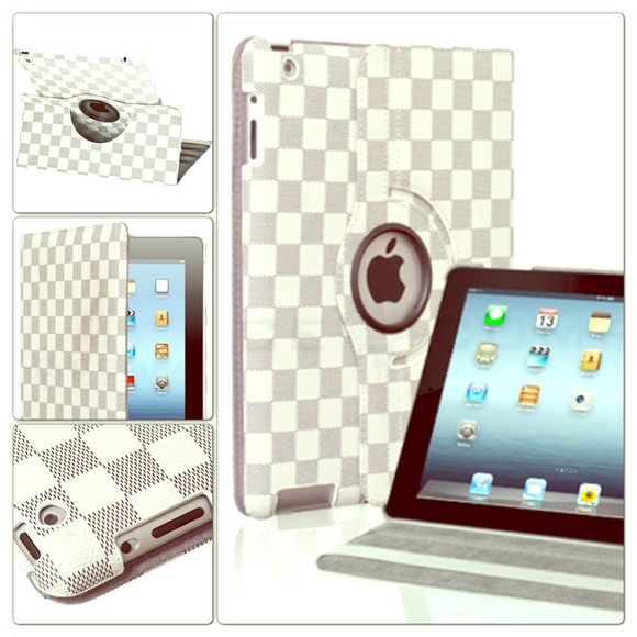 White Damier Rotating iPad Case
