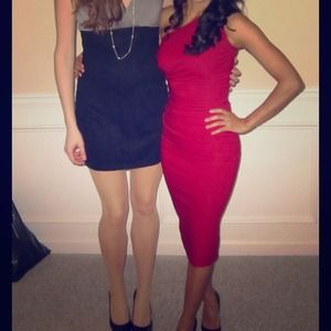 Sexy Red cocktail dress. Stretchy and ruched