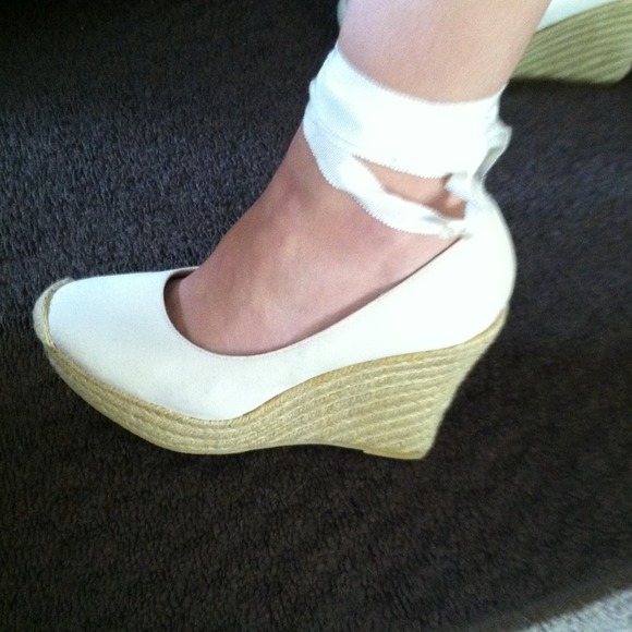 White tie up espadrilles